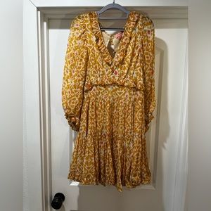 Anthropologie Yellow Open Back Long Sleeve Dress